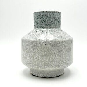 Andre Freymond 6" Crackle Glaze Ceramic Vase Abstract Speckled Design Minimalist